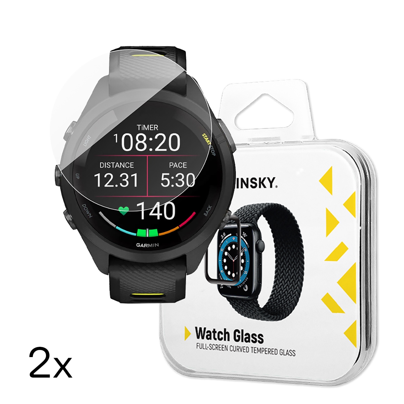 Wozinsky Fuldt limet hærdet glas til Garmin Forerunner 265s 42mm (2 stk.)