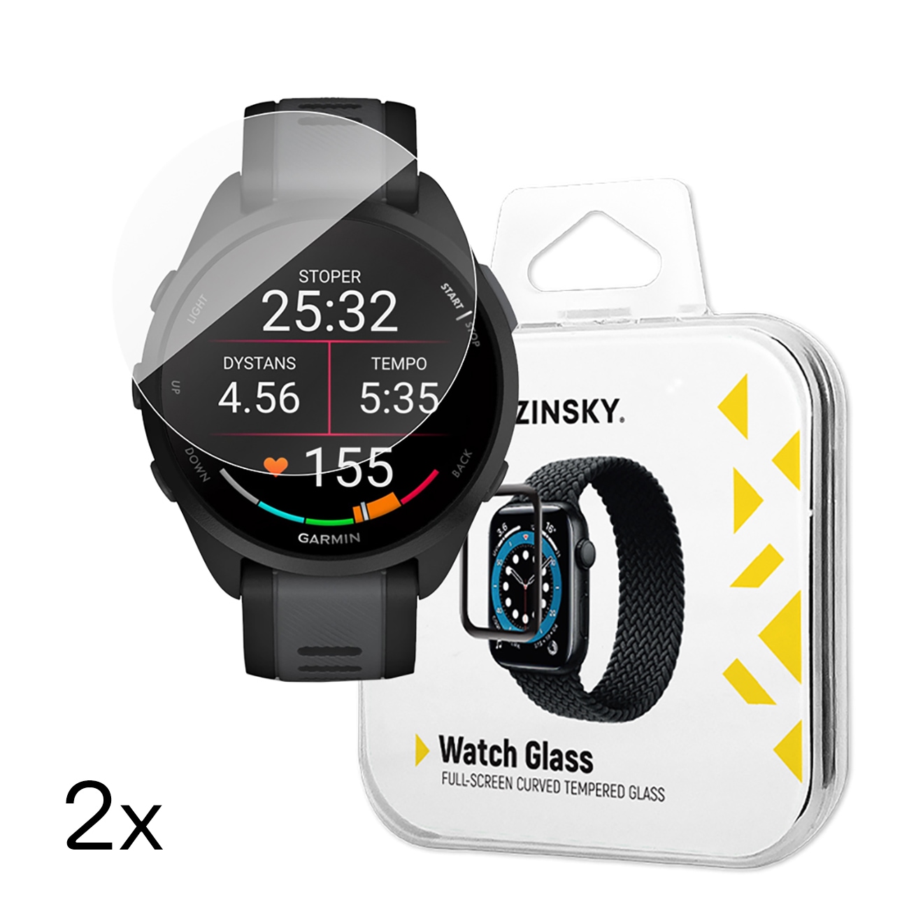 Wozinsky Fuldt limet hærdet glas til Garmin Forerunner 165 (2 stk.)