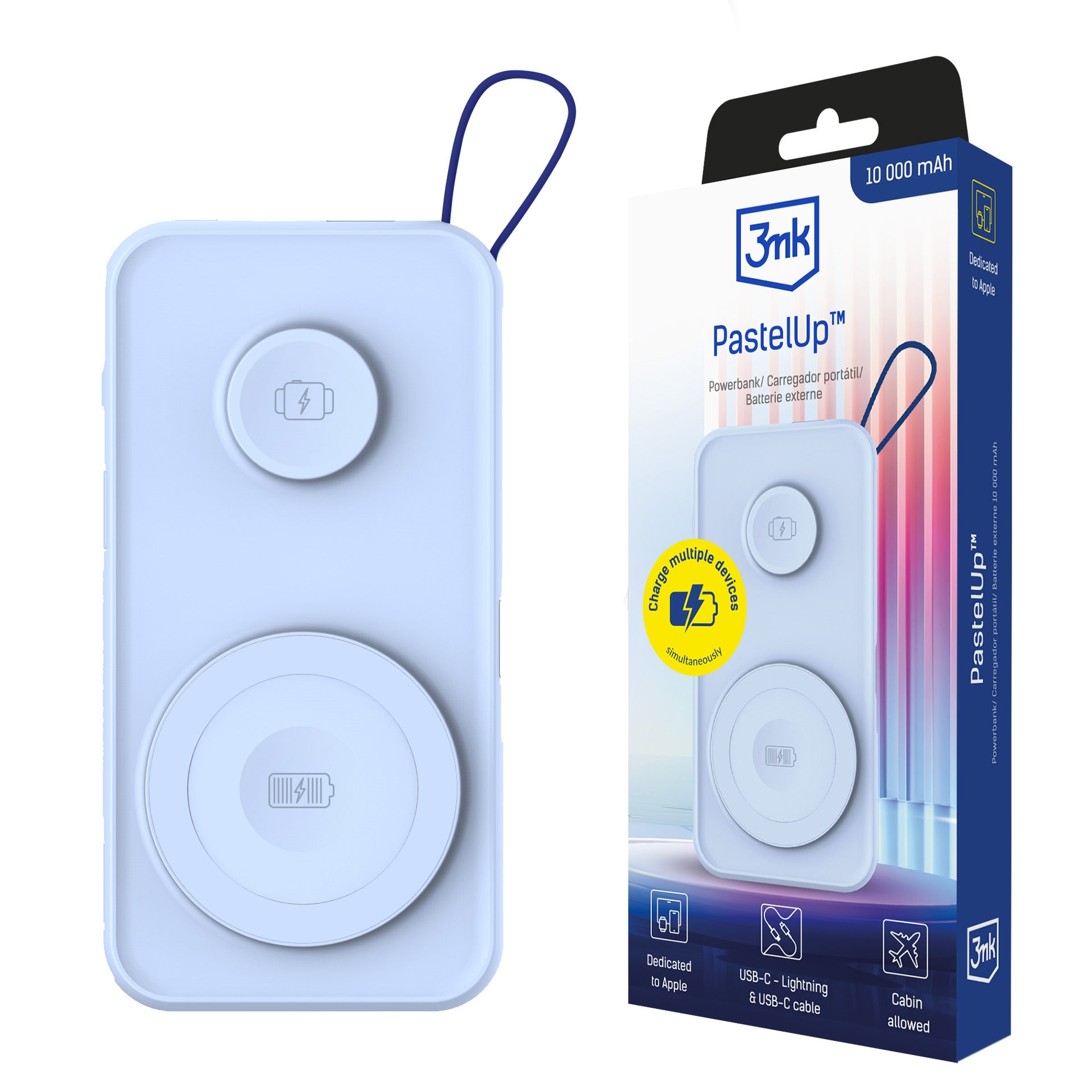 Powerbank 3mk PastelUp 10,000mAh 22.5W USB 1A1C - blå