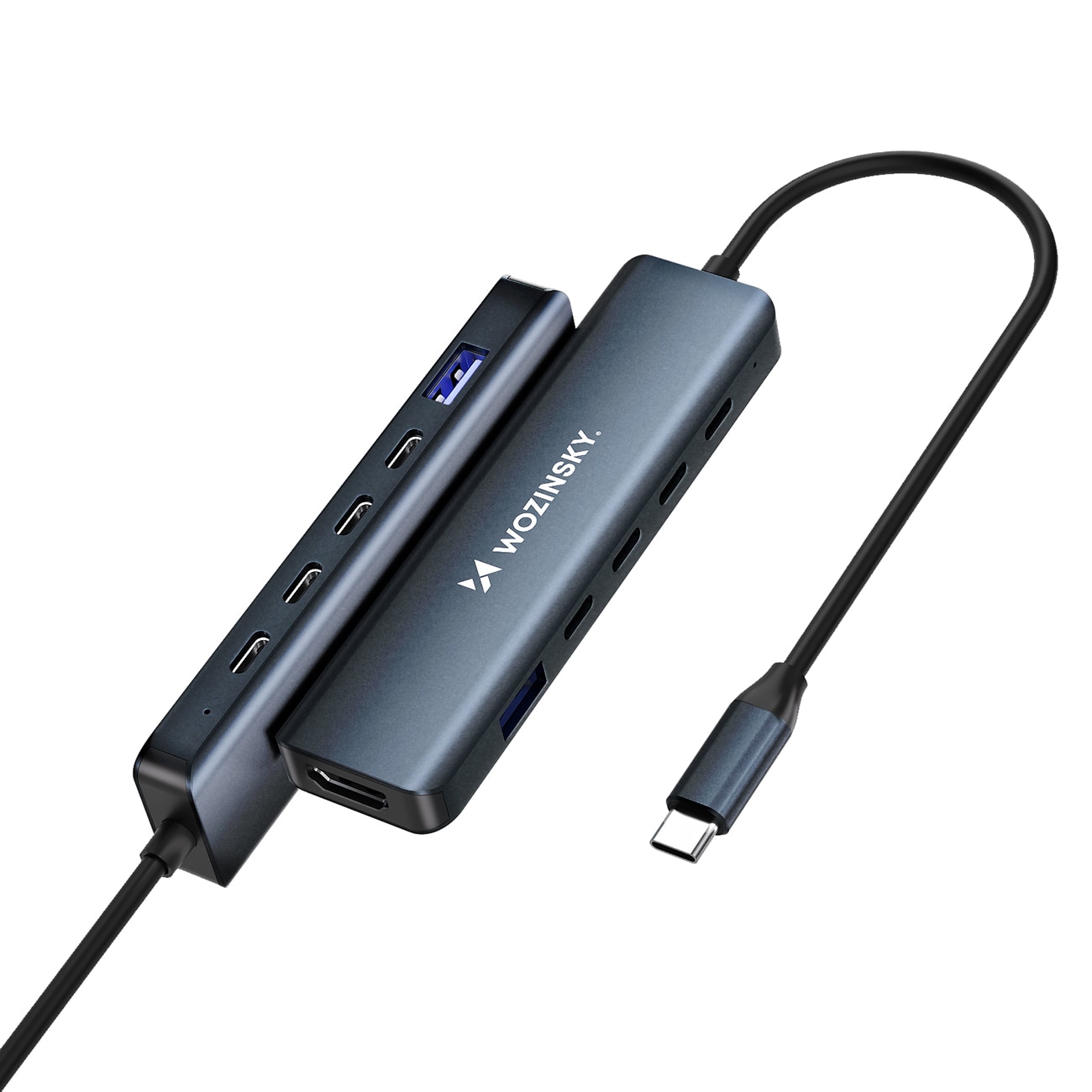 USB-C 6 i 1-hub Wozinsky WHBC10Y4S Multifunktionel, aluminium, med 25 cm kabel - grå