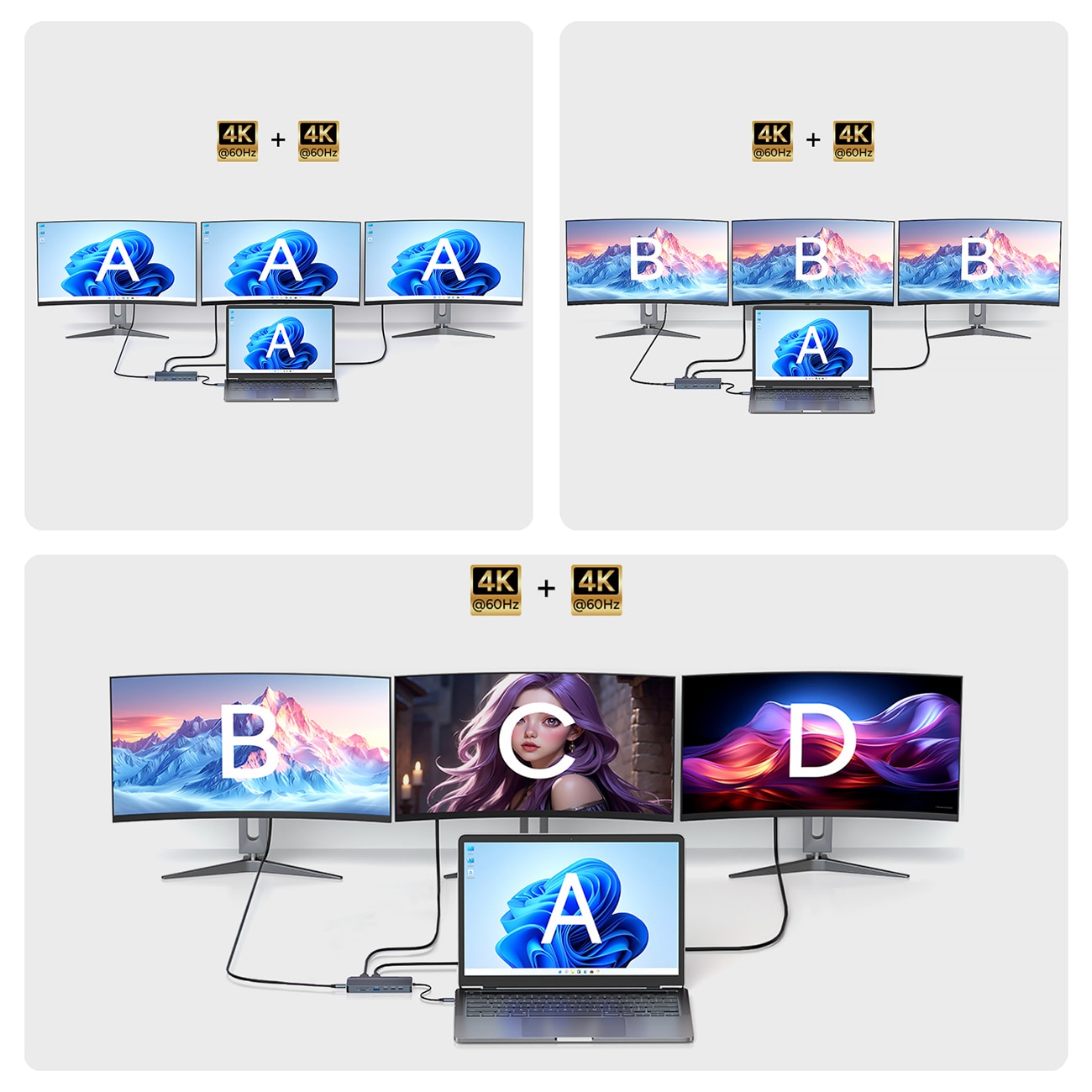 USB-C Hub 14 i 1 Wozinsky WDS03Y5S - aluminium, 4K til tre skærme, 100 W PD, 10 Gbps