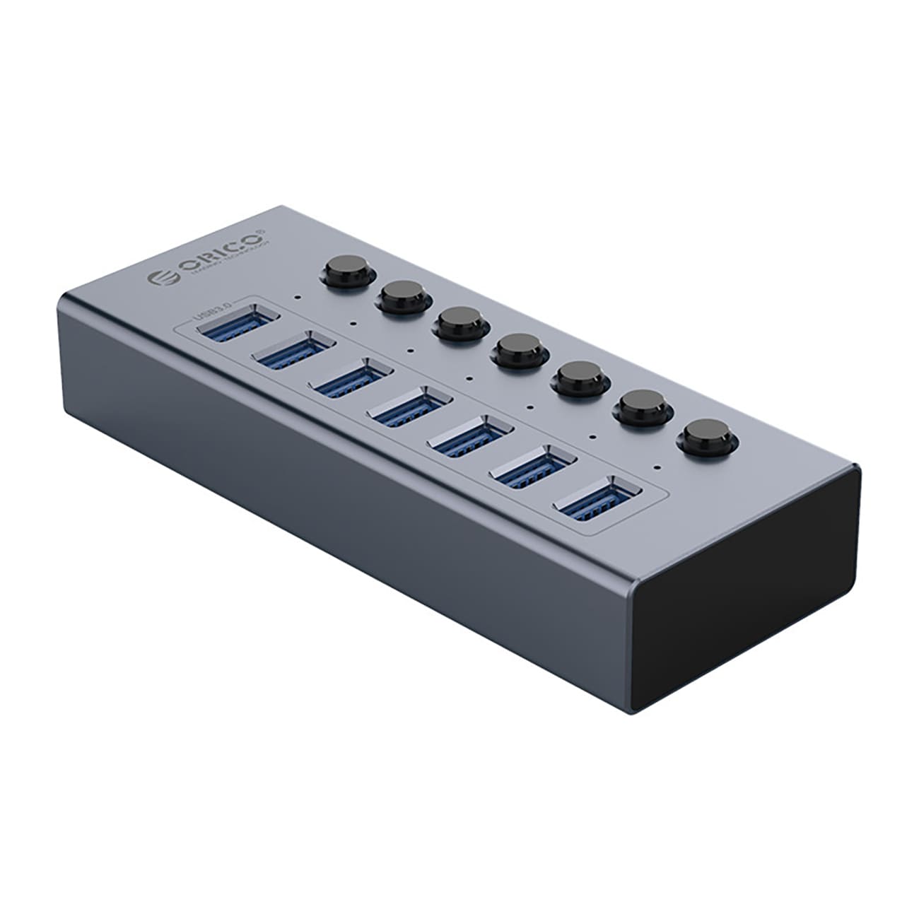 Orico BT2U3-7AB Hub 7x USB-A 3.0 med switches - grå