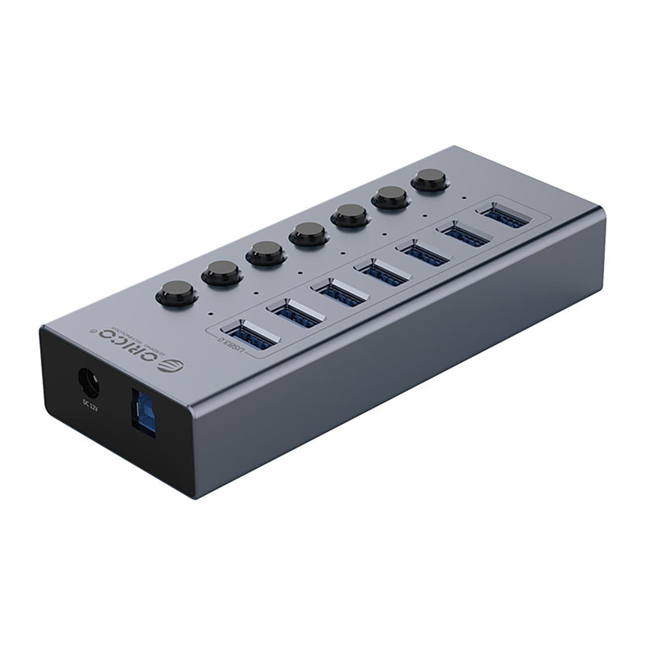Orico BT2U3-7AB Hub 7x USB-A 3.0 med switches - grå