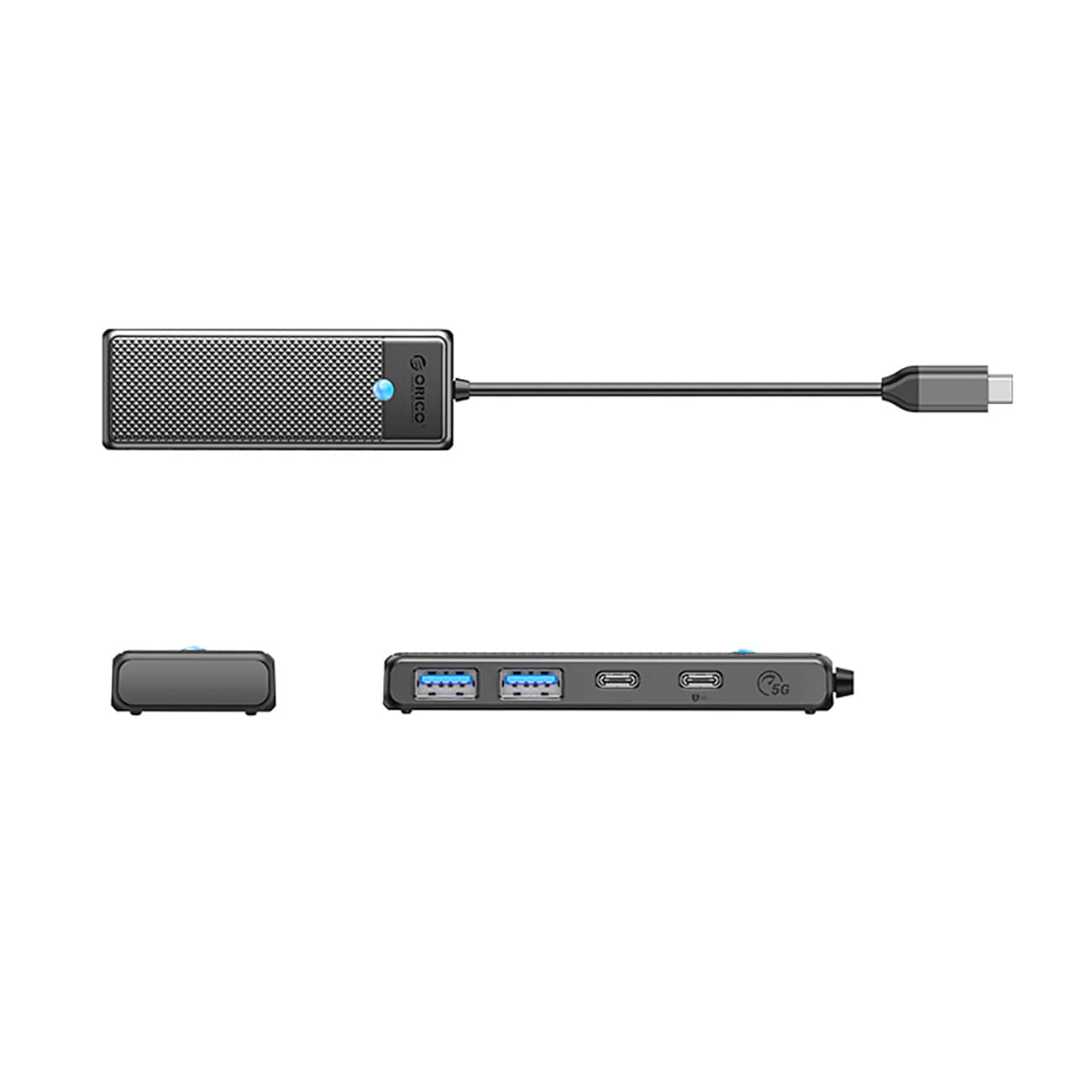 Hub USB-C Orico PAPW2AC-C3 dockingstation 2x USB-A 3.0 + 2x USB-C 3.0 - sort