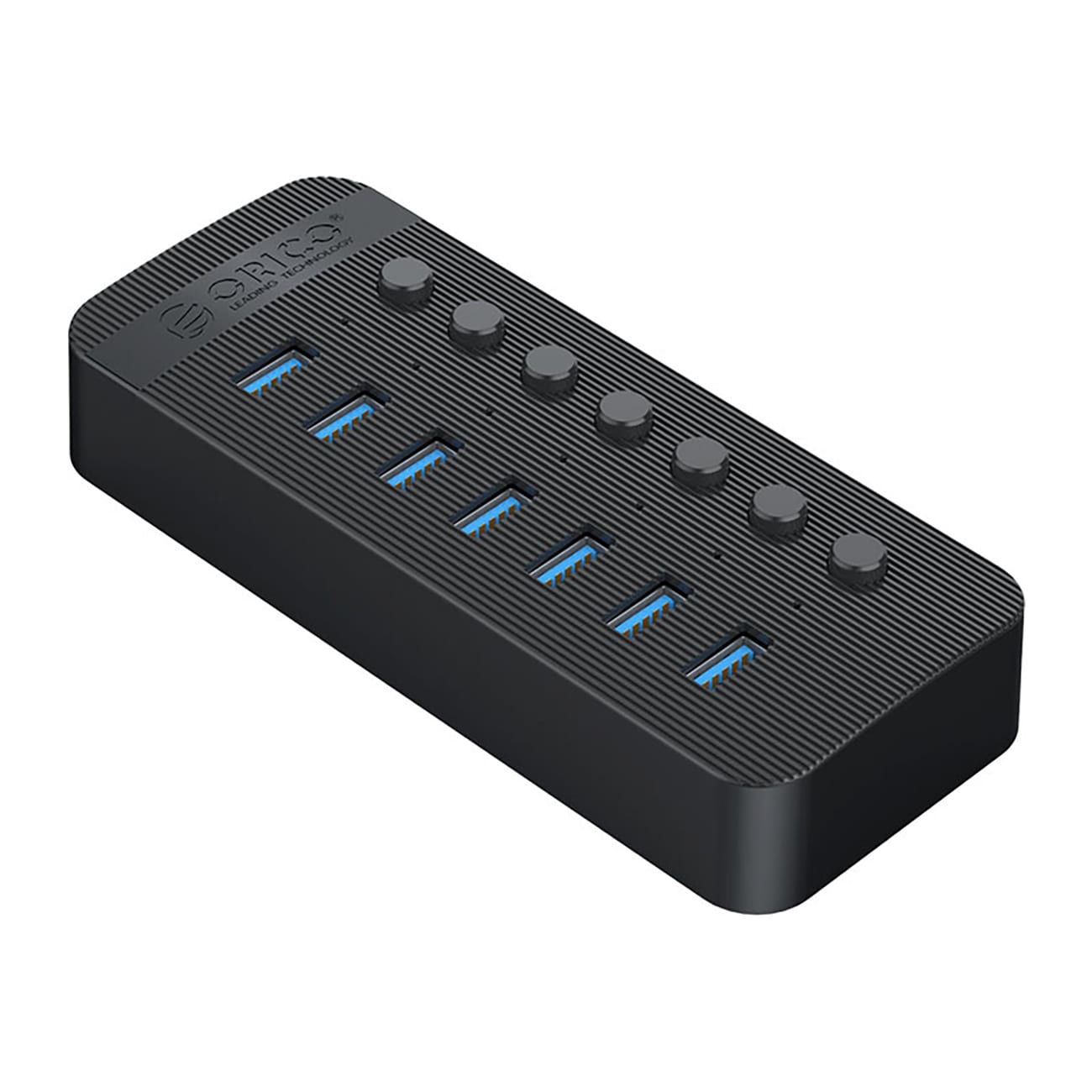 Orico CT2U3-7AB 7x USB-A 3.0-hub med switche - sort