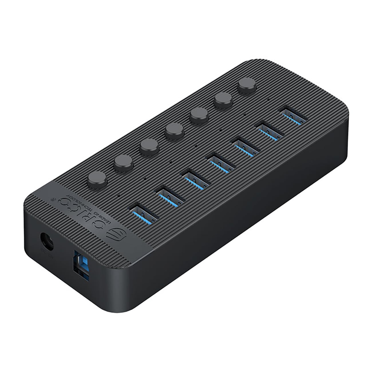 Orico CT2U3-7AB 7x USB-A 3.0-hub med switche - sort