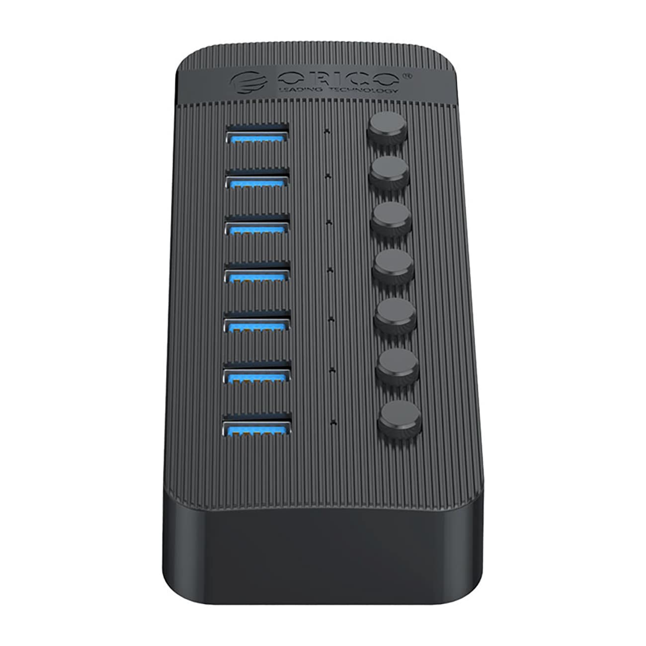 Orico CT2U3-7AB 7x USB-A 3.0-hub med switche - sort