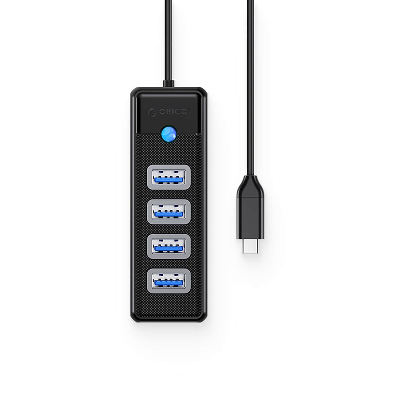Orico PW4U-C3 USB-C / 4x USB-A 3.0 Hub - Sort