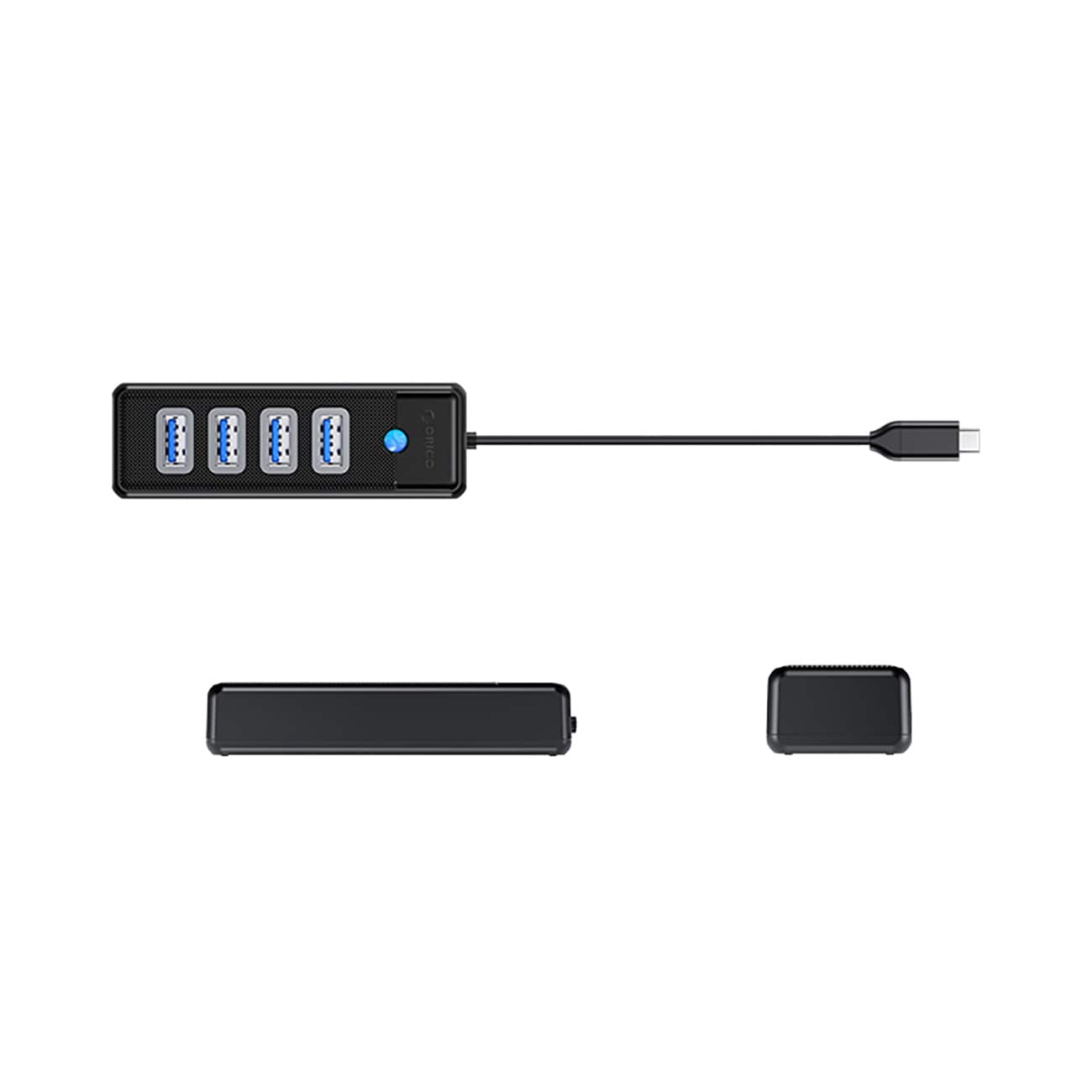 Orico PW4U-C3 USB-C / 4x USB-A 3.0 Hub - Sort