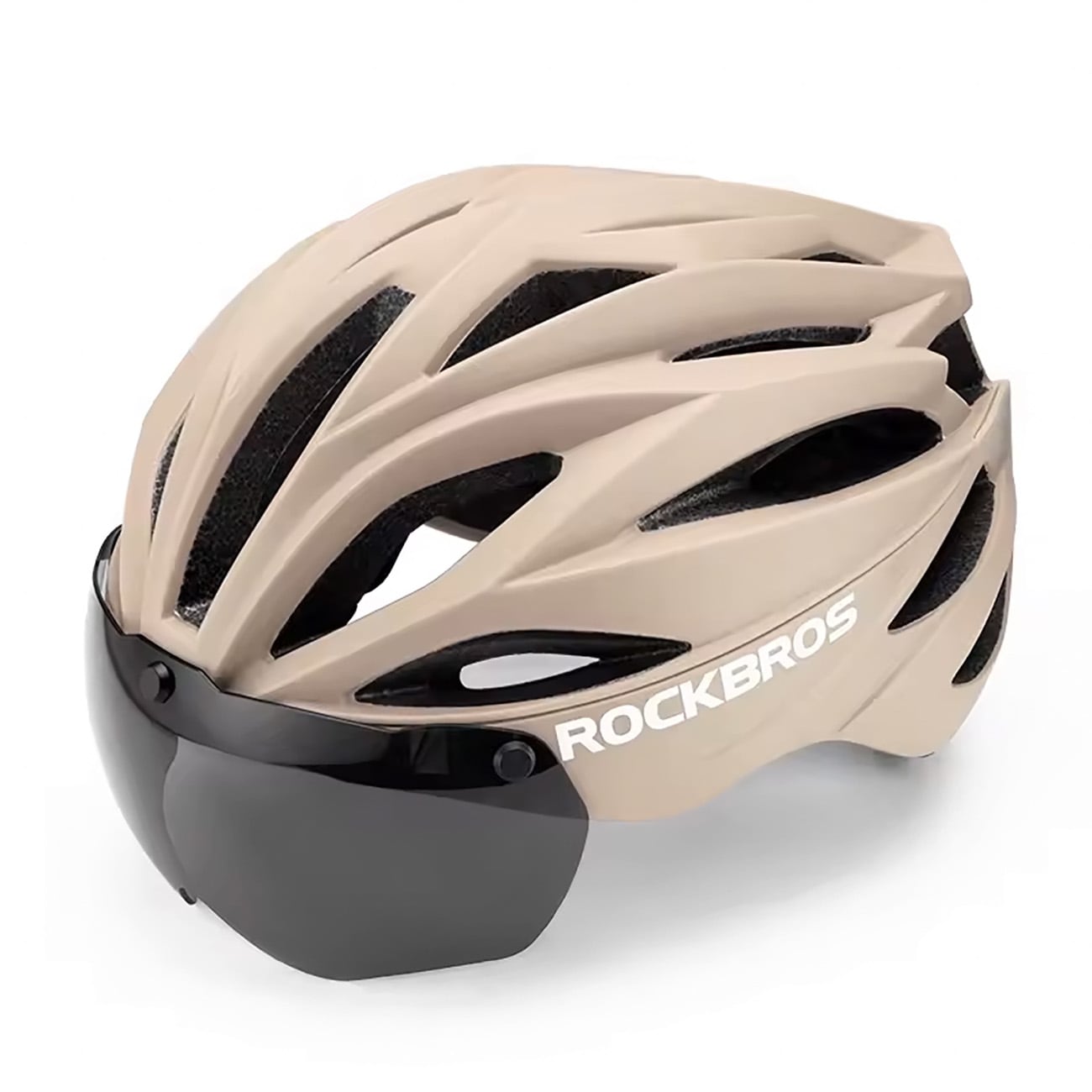 Rockbros cykelhjelm med visir, aftagelige UV-beskyttelsesbriller, Unisex - Brun