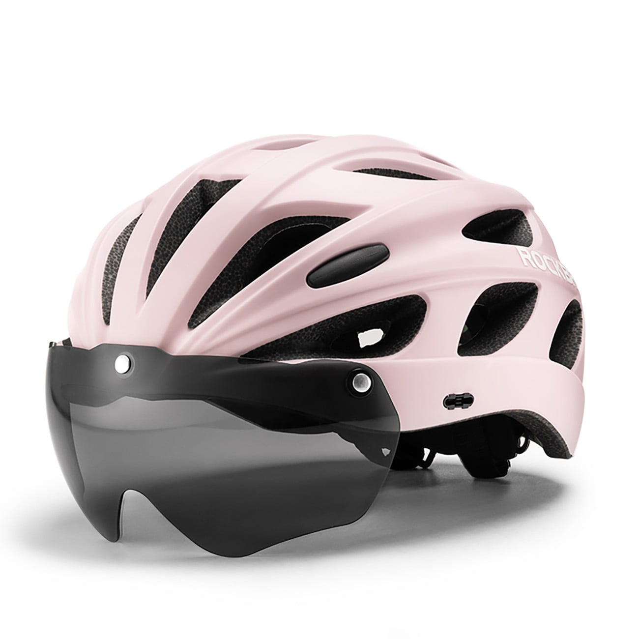 Rockbros cykelhjelm med visir, aftagelige UV-beskyttelsesbriller, aftageligt visir, Unisex - Pink