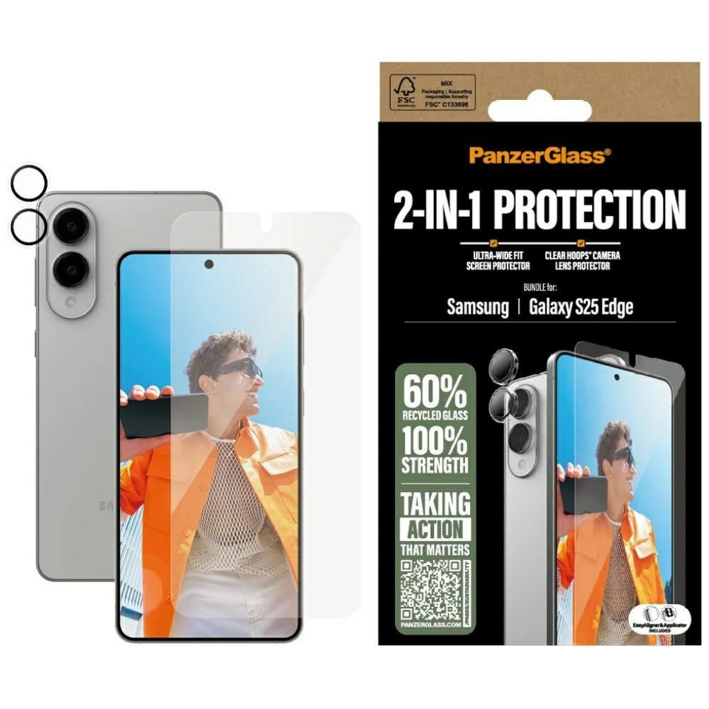 PanzerGlass Hoops+UWF 2in1 Glas+Linse til Samsung Galaxy S25 Edge - gennemsigtig