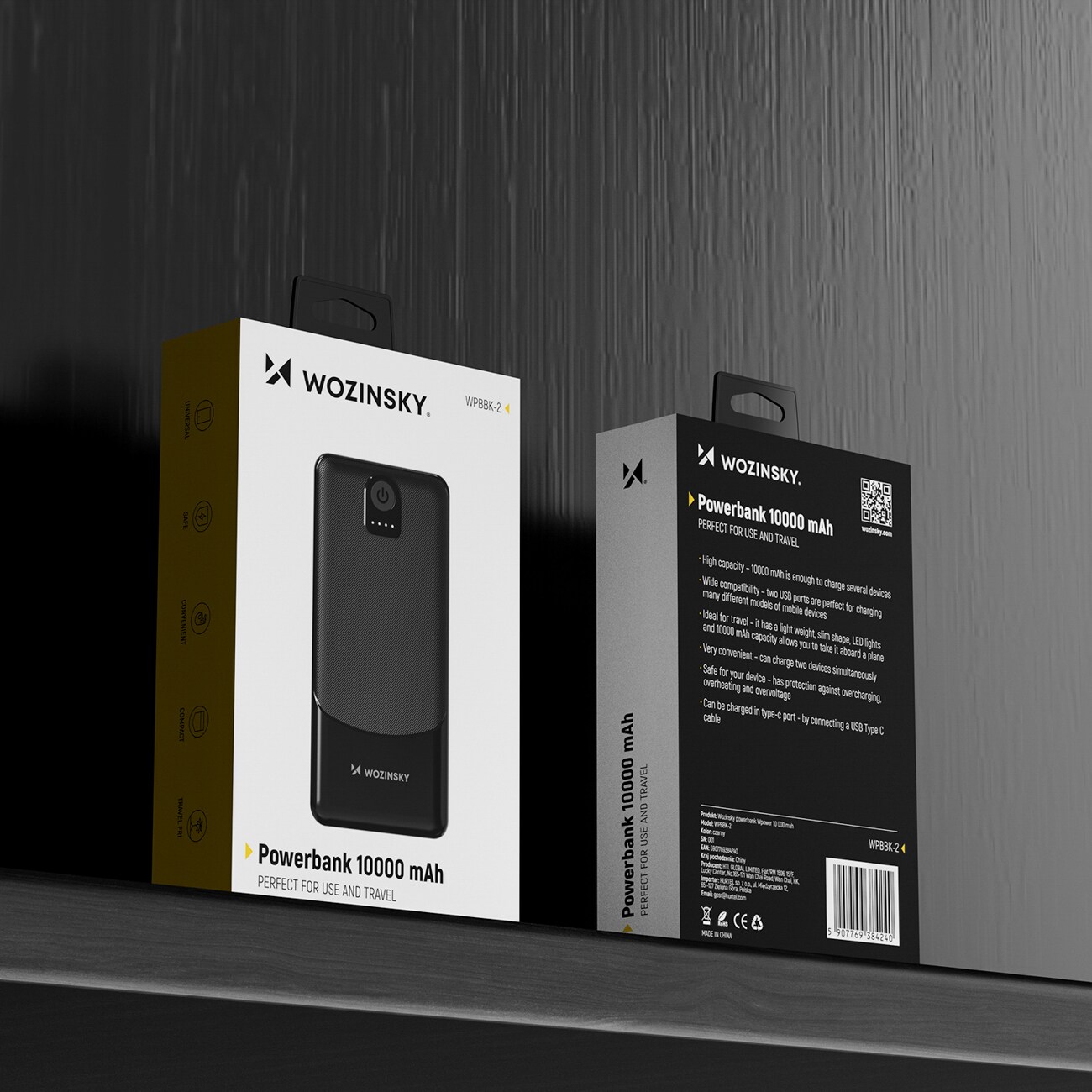 Wozinsky Wpower WPBBK-2 10000mAh Power Bank - Sort