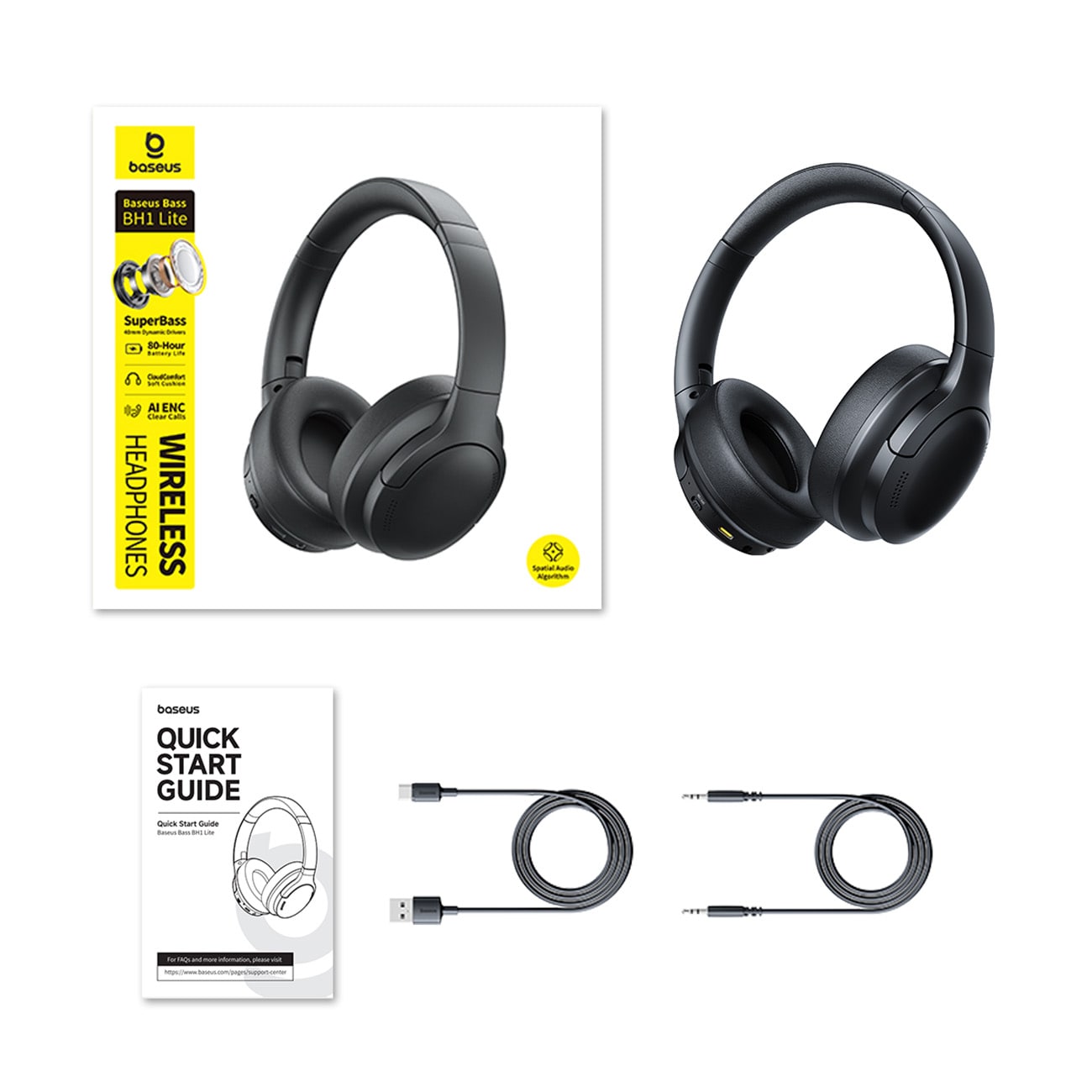 Baseus Bass BH1 Lite Trådløse On-Ear Bluetooth 6.0-hovedtelefoner - Sort