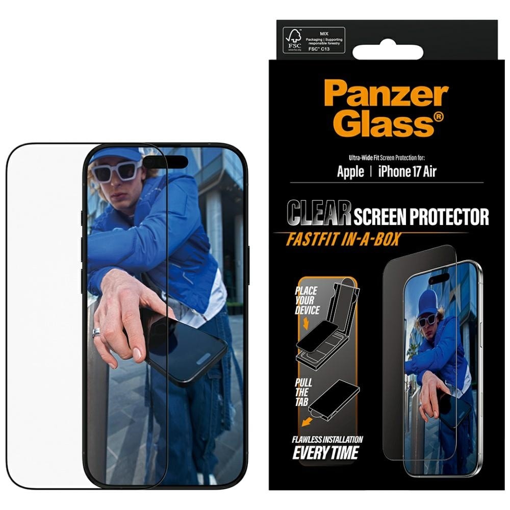 PanzerGlass Ultra-Wide Fit Fastfit hærdet glas til iPhone Air