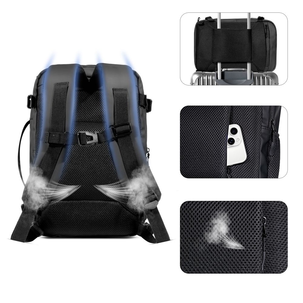 Tech-Protect Defender S50-rygsæk til Ryanair & Wizzar, 20L bærbar computer - Sort