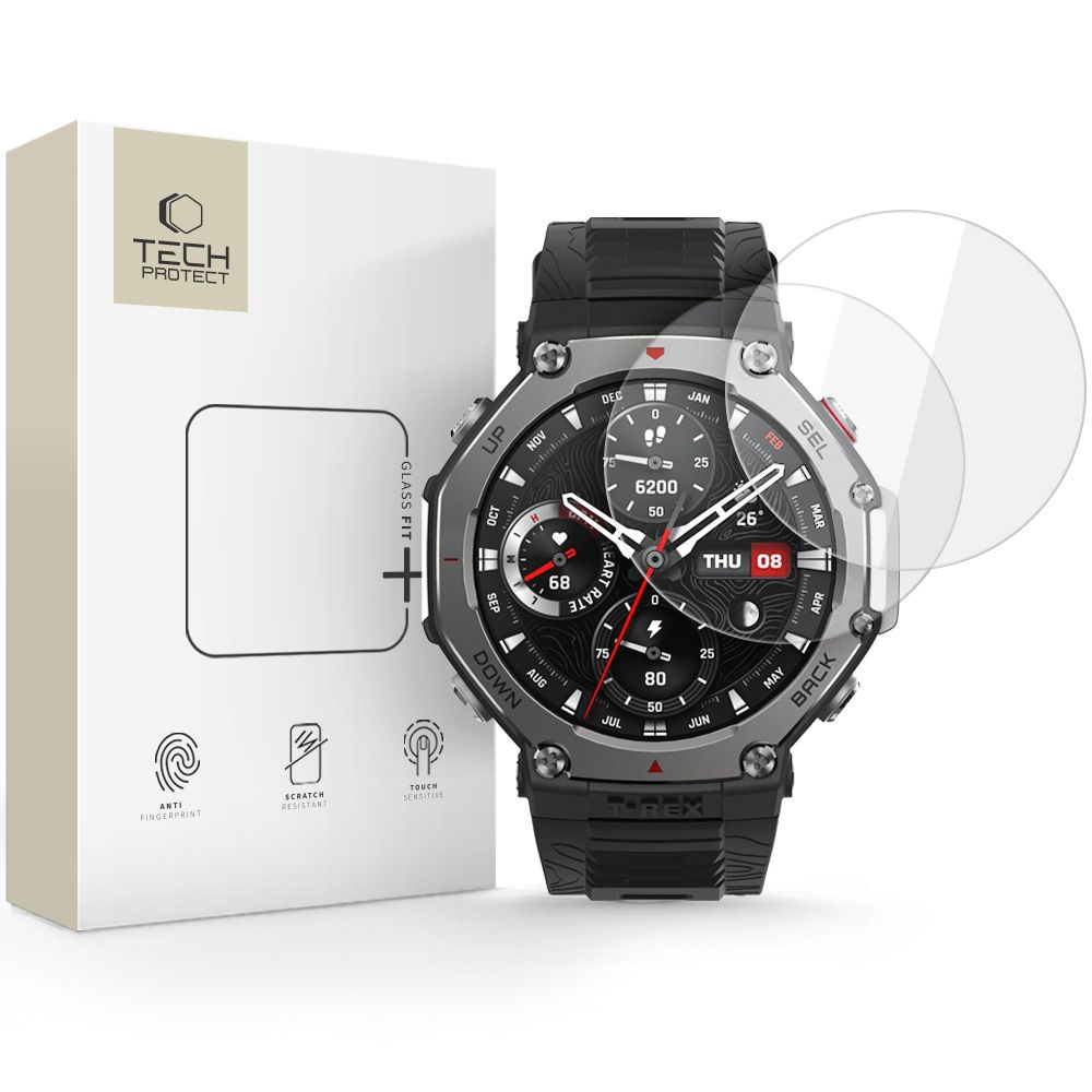 Tech-Protect Glass Fit+ 2-pak hærdet glas Amazfit T-Rex 3 Pro 48mm - Transparent