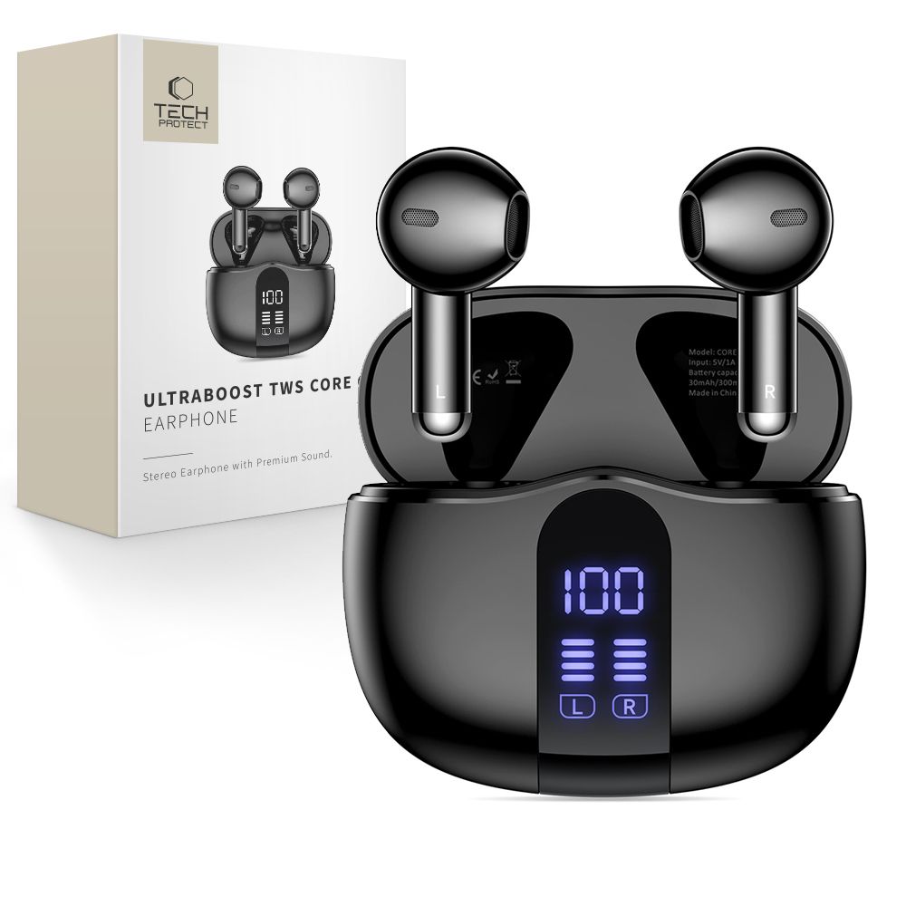 Tech-Protect UltraBoost TWS Core G2-hovedtelefoner - sort