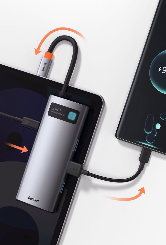 Baseus Metal Gleam 5-in-1 Multifunctional USB Type C HUB - 100W PD/4K HDMI/3x USB 3.2 (CAHUB-CX0G)