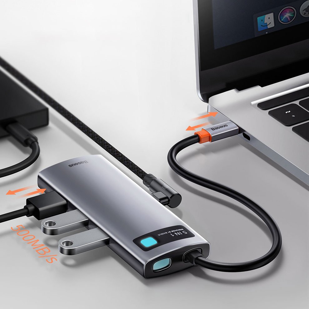 Baseus Metal Gleam 5-in-1 Multifunctional USB Type C HUB - 100W PD/4K HDMI/3x USB 3.2 (CAHUB-CX0G)