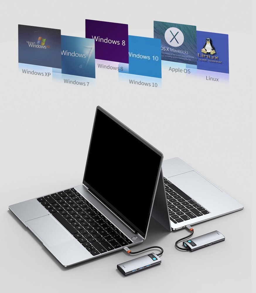 Baseus Metal Gleam 5-in-1 Multifunctional USB Type C HUB - 100W PD/4K HDMI/3x USB 3.2 (CAHUB-CX0G)