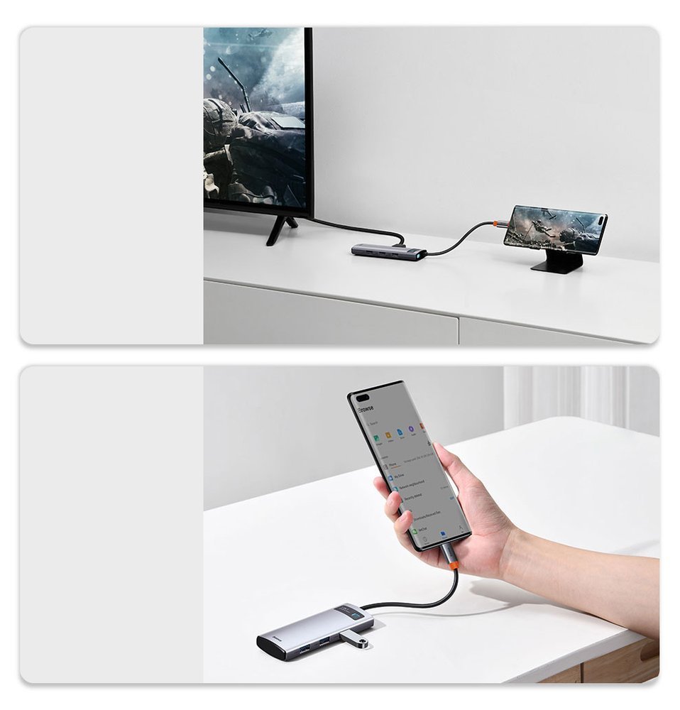 Baseus Metal Gleam 5-in-1 Multifunctional USB Type C HUB - 100W PD/4K HDMI/3x USB 3.2 (CAHUB-CX0G)