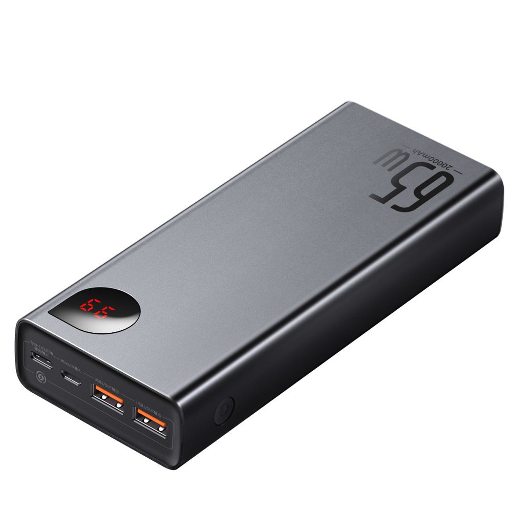 Baseus Adaman 20000mAh Powerbank: 2x USB, 1x USB-C, 1x micro USB, 65W Quick Charge 3.0