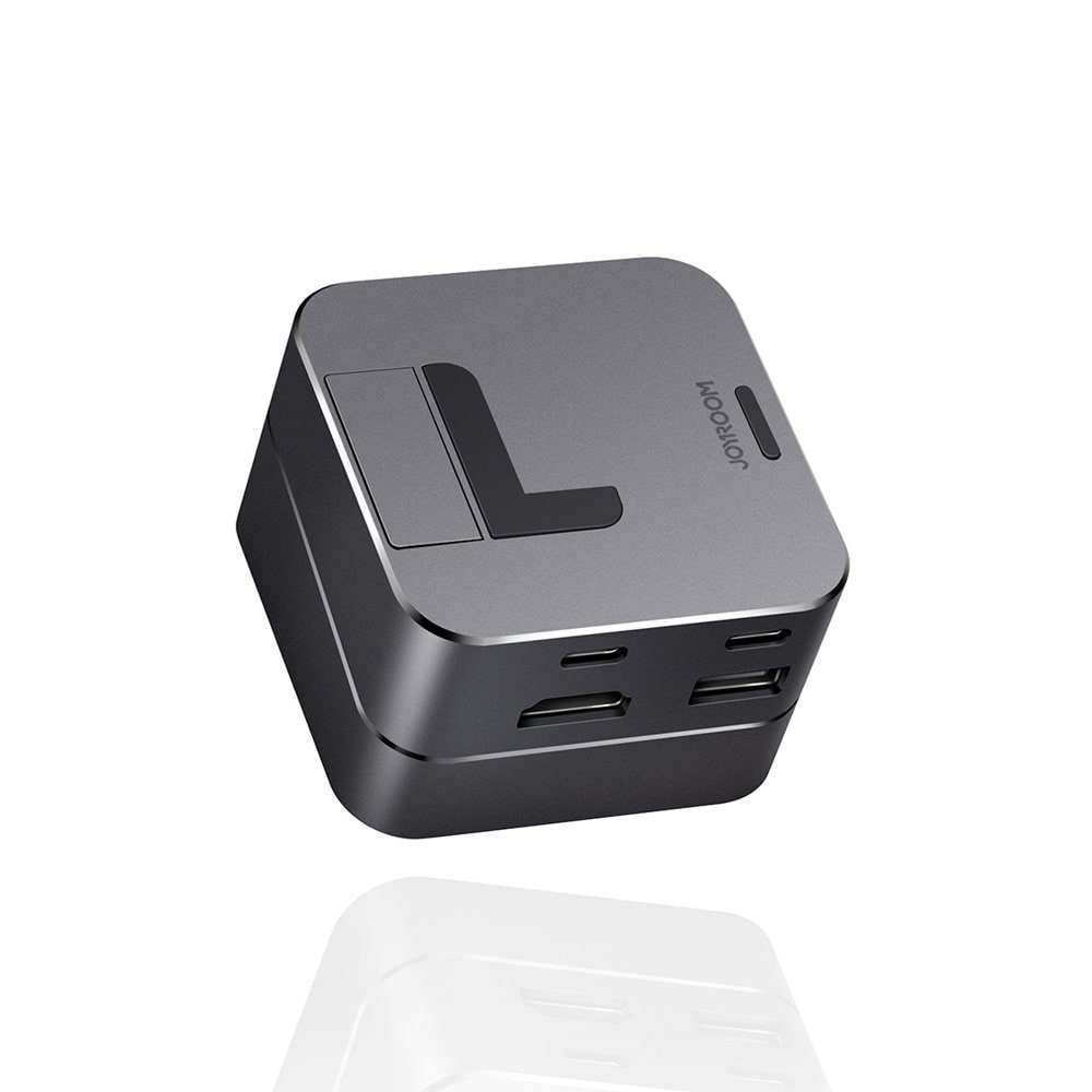 Joyroom S-H121 USB-C Hub - USB-A 3.0 / RJ45 / HDMI / USB-C / Thunderbolt til MacBook Pro - grå