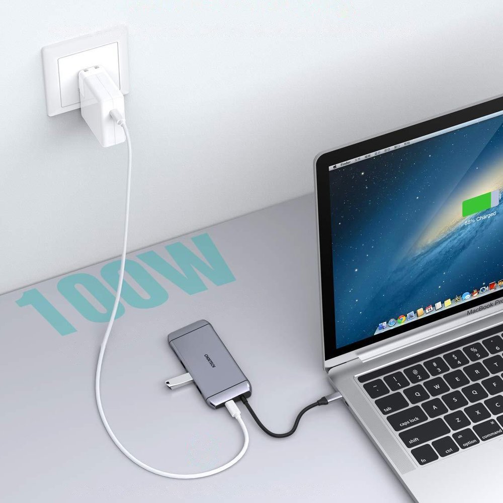 Choetech 9in1 USB Type C HUB - 3x USB 3.2 Gen 1, HDMI 4K, VGA Full HD, SD/TF kortlæser, RJ45 grå