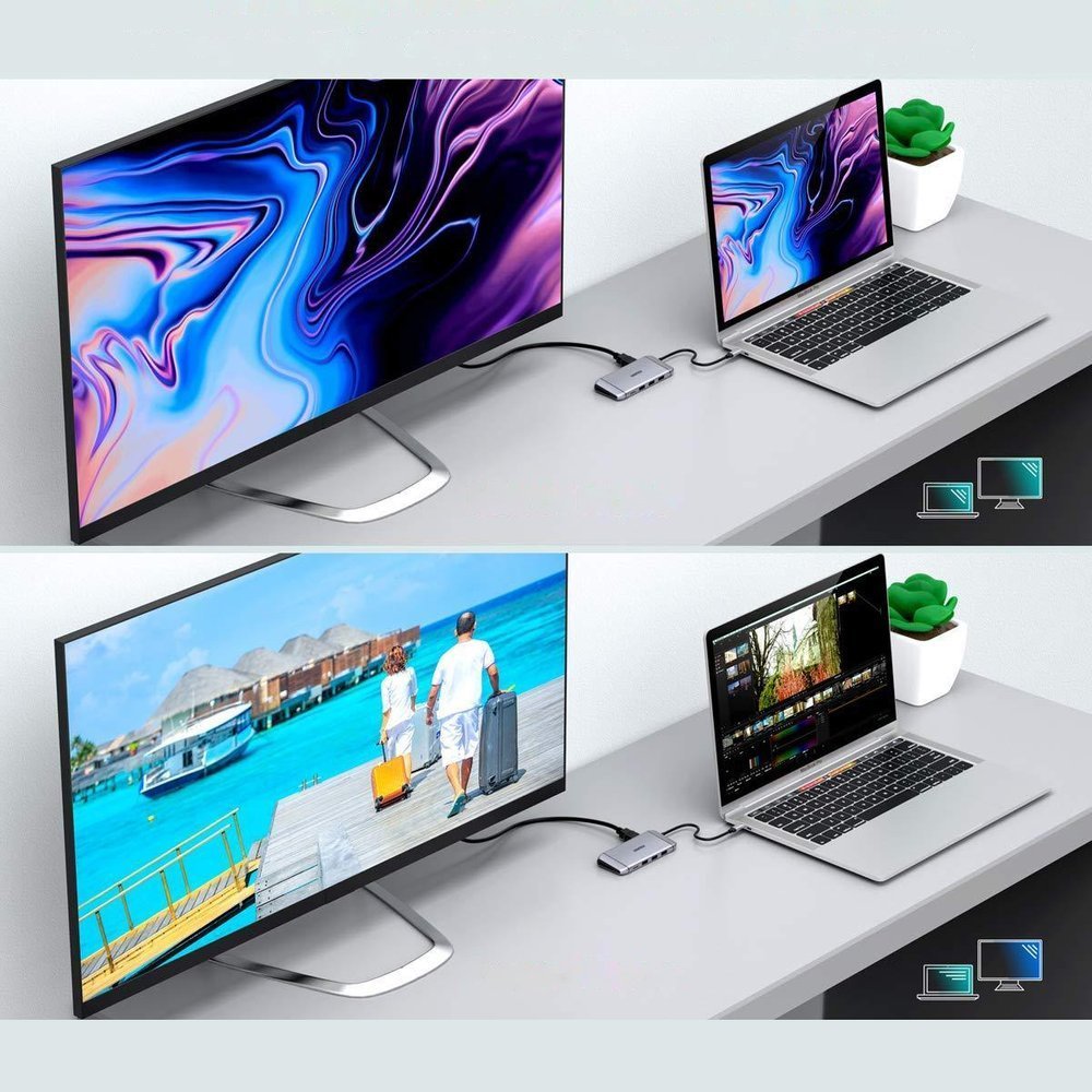 Choetech 9in1 USB Type C HUB - 3x USB 3.2 Gen 1, HDMI 4K, VGA Full HD, SD/TF kortlæser, RJ45 grå