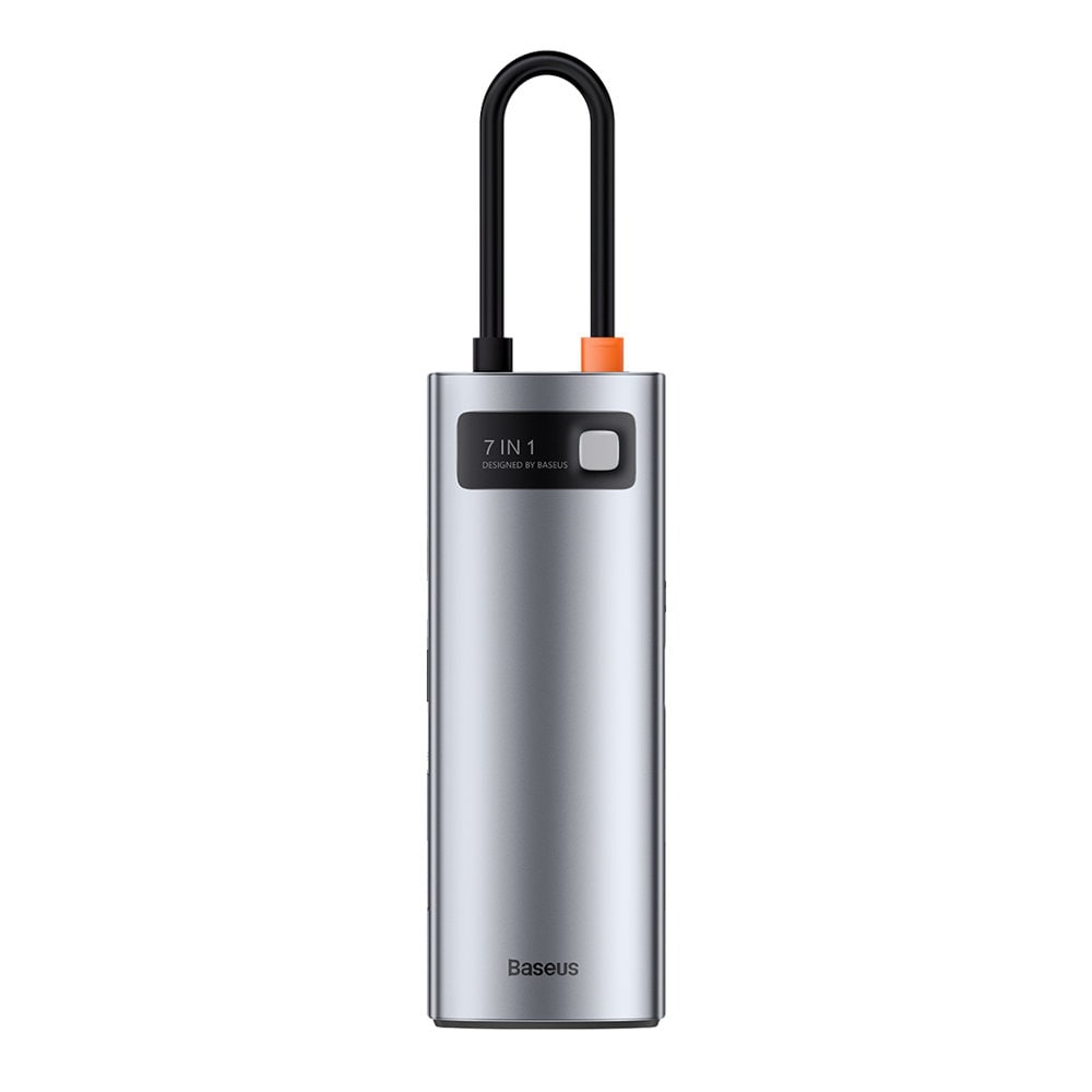 Baseus Metal Gleam Series multifunktionel USB HUB 7in1 Type C HDMI TF PD kortlæser grå (WKWG020113)
