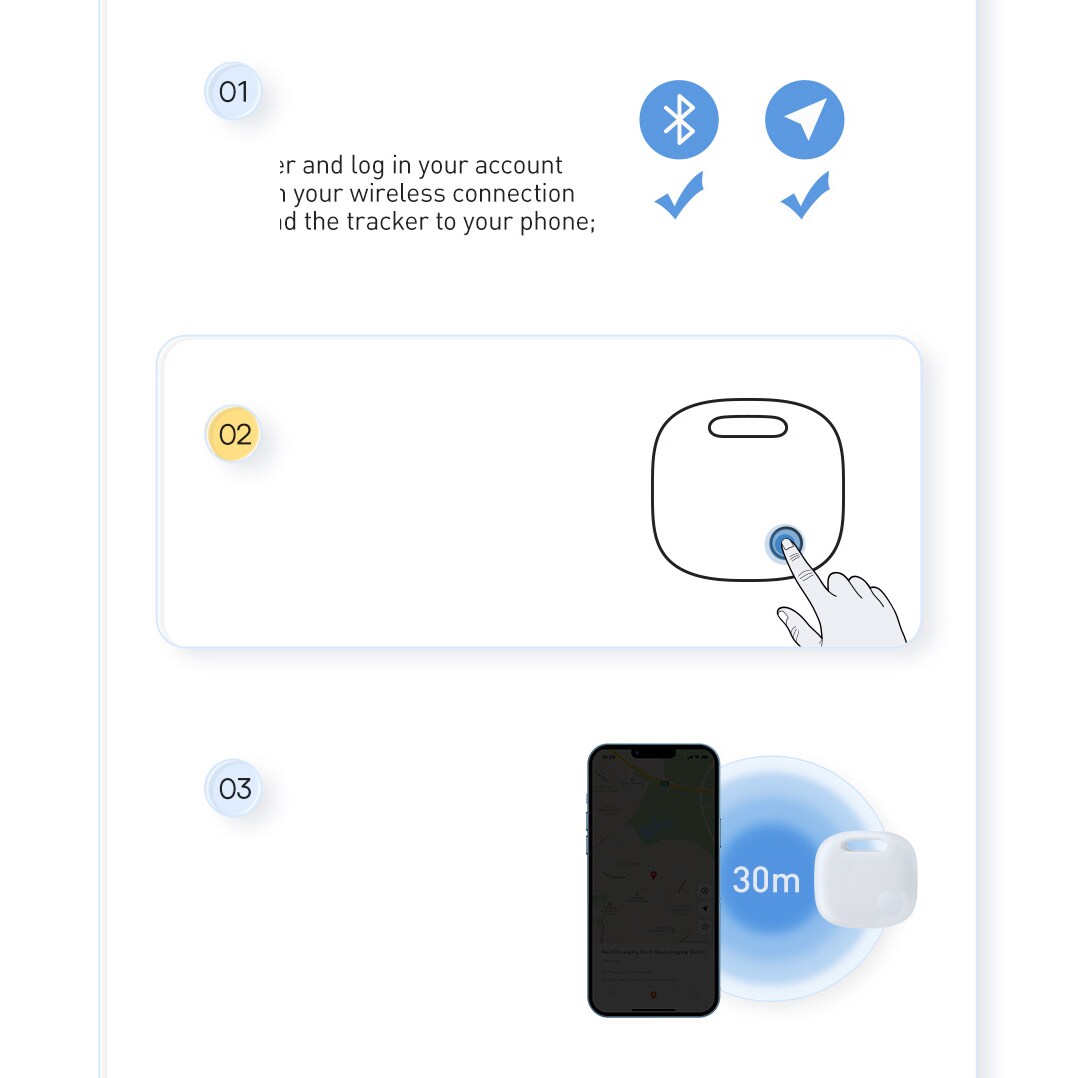 Baseus T2 Pro smart GPS-tracker til børns håndtaske nøgler hvid (FMTP000002)