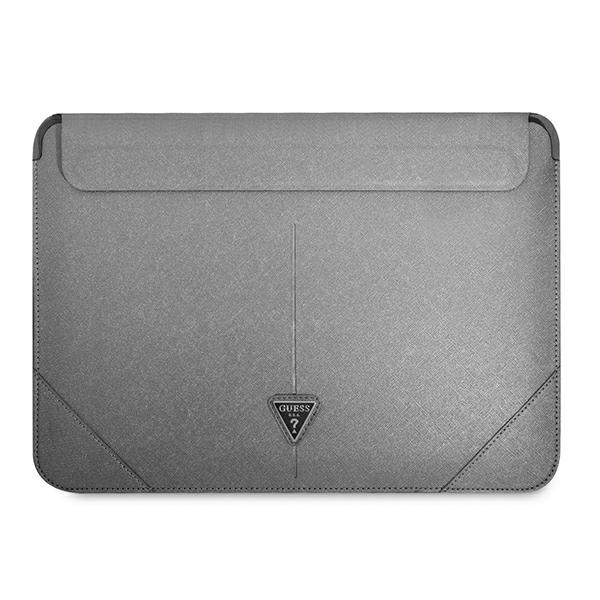Guess Saffiano Triangle Logo-taske til en 14" bærbar computer - sølv