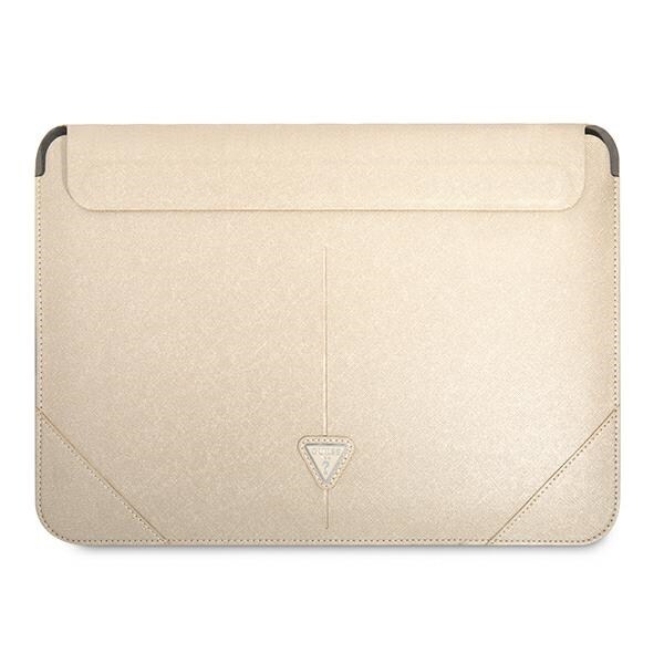 Guess Saffiano Triangle Logo-taske til en 16" bærbar computer - beige
