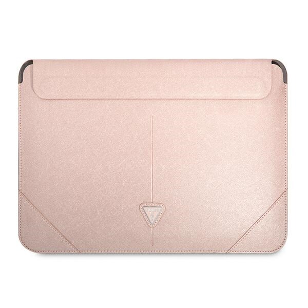 Guess Saffiano Triangle Logo-taske til en 16" bærbar computer - pink