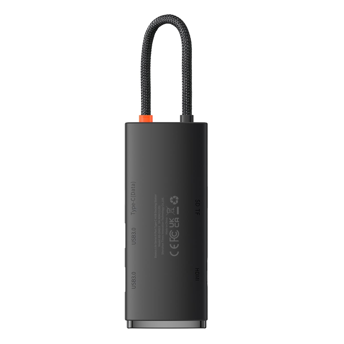 Baseus Lite Series USB Type C Hub - 2x USB 3.0, USB Type C, HDMI 1.4, SD/TF OTG, Black (WKQX050001)