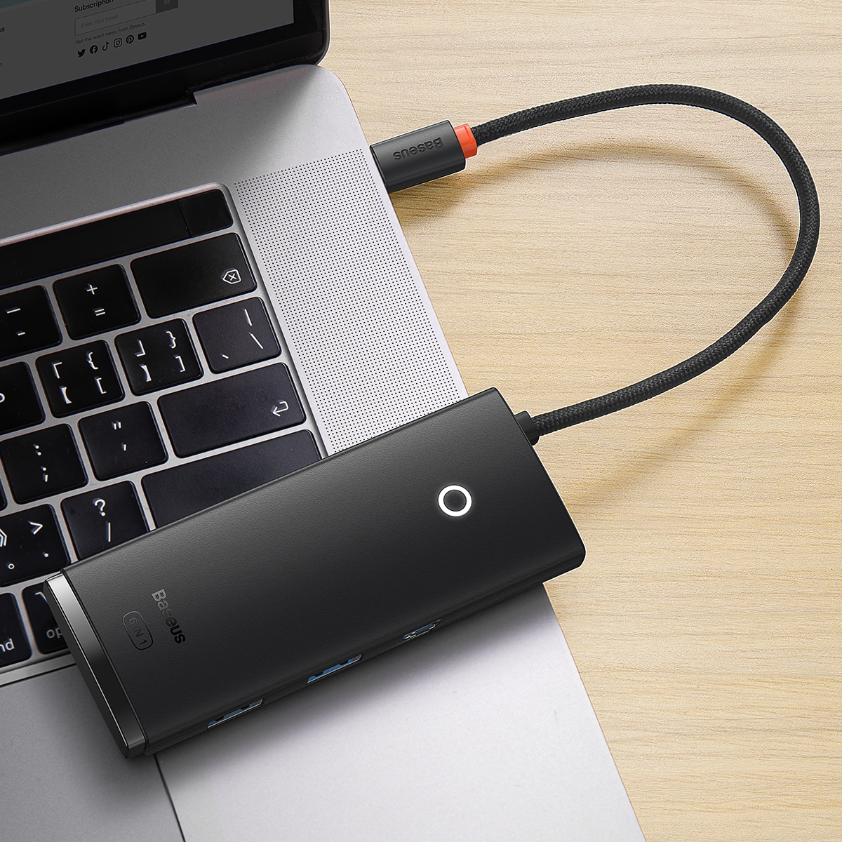 Baseus Lite Series USB Type C Hub - 2x USB 3.0, USB Type C, HDMI 1.4, SD/TF OTG, Black (WKQX050001)