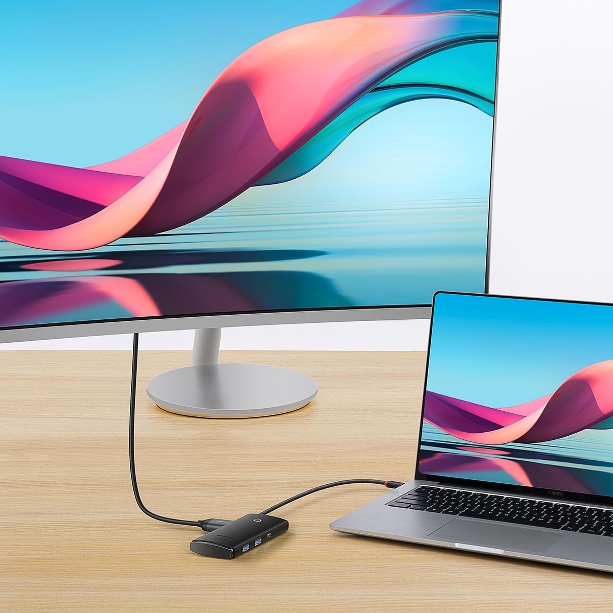 Baseus Lite Series USB Type C Hub - 2x USB 3.0, USB Type C, HDMI 1.4, SD/TF OTG, Black (WKQX050001)