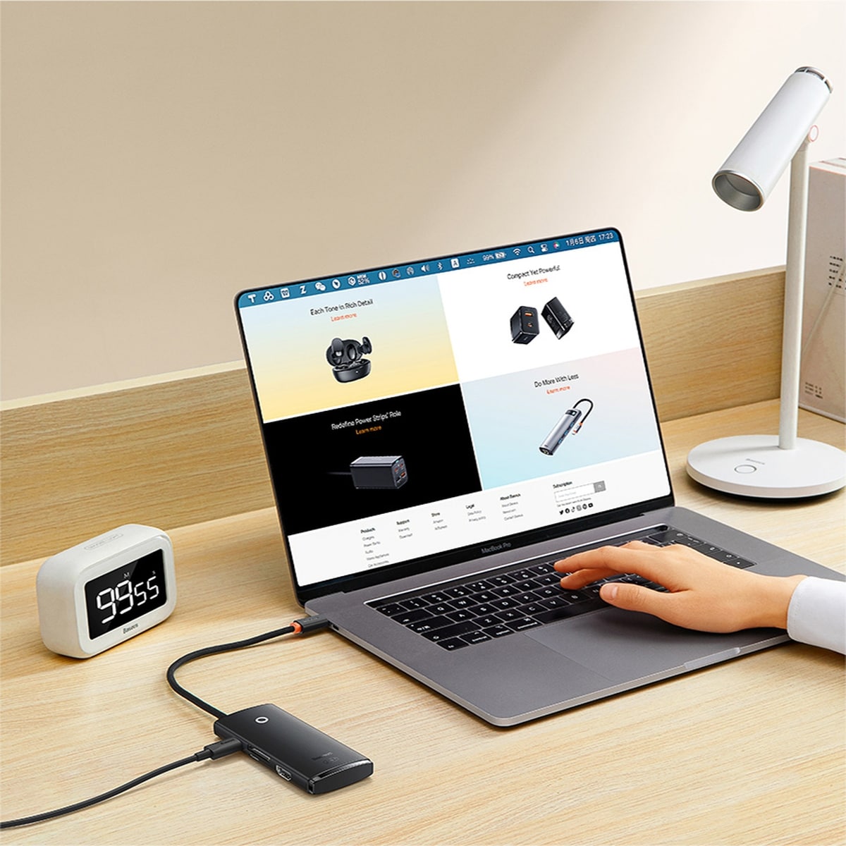 Baseus Lite Series Multifuntion Hub USB Type C - 2x USB 3.0/USB Type C PD/HDMI/SD/TF Black