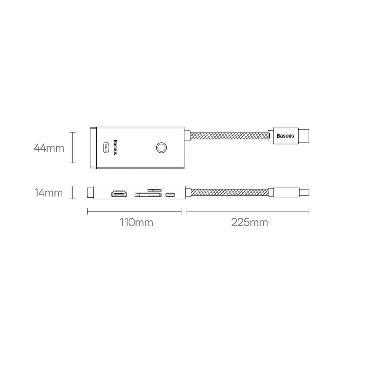 Baseus Lite Series Multifuntion Hub USB Type C - 2x USB 3.0/USB Type C PD/HDMI/SD/TF Black