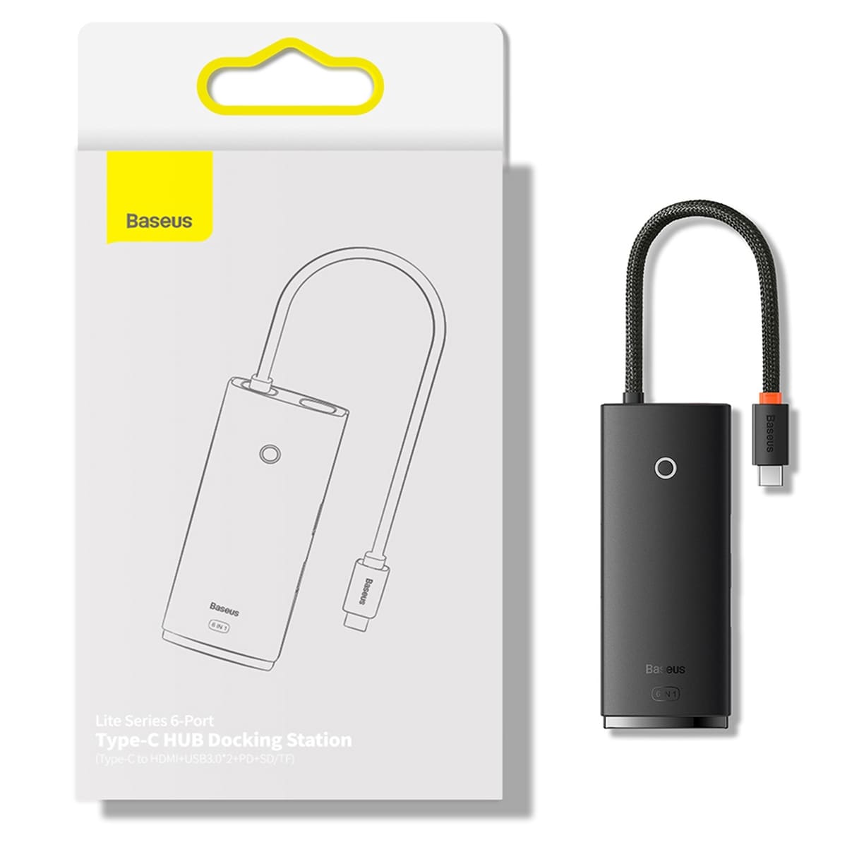 Baseus Lite Series Multifuntion Hub USB Type C - 2x USB 3.0/USB Type C PD/HDMI/SD/TF Black