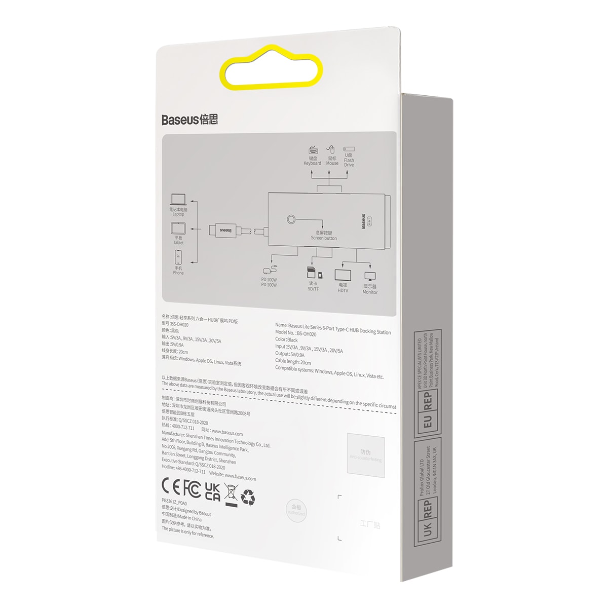 Baseus Lite Series Multifuntion Hub USB Type C - 2x USB 3.0/USB Type C PD/HDMI/SD/TF Black