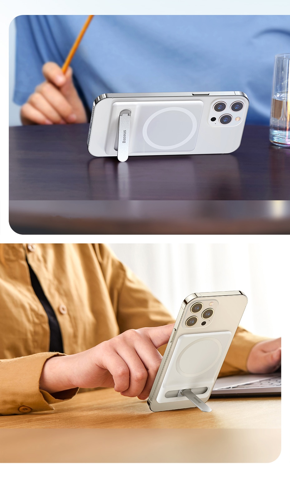 Baseus sammenklappeligt stativ med magnetisk holder hvid (LUXZ010002)