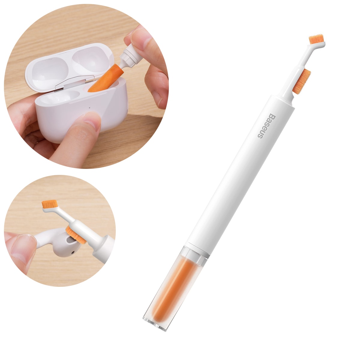 Baseus børste til rengøring af hovedtelefoner, hvid (NGBS000002)