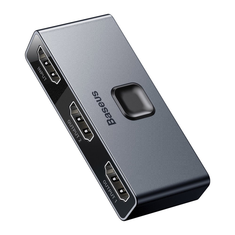 Baseus tovejs switch splitter switcher HDMI - 2x HDMI 4K / 30 Hz grå (CAHUB-BC0G)