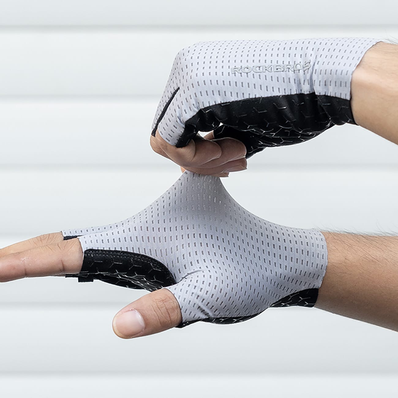 Rockbros åndbare cykelhandsker med kort finger, str: XXL - Grå