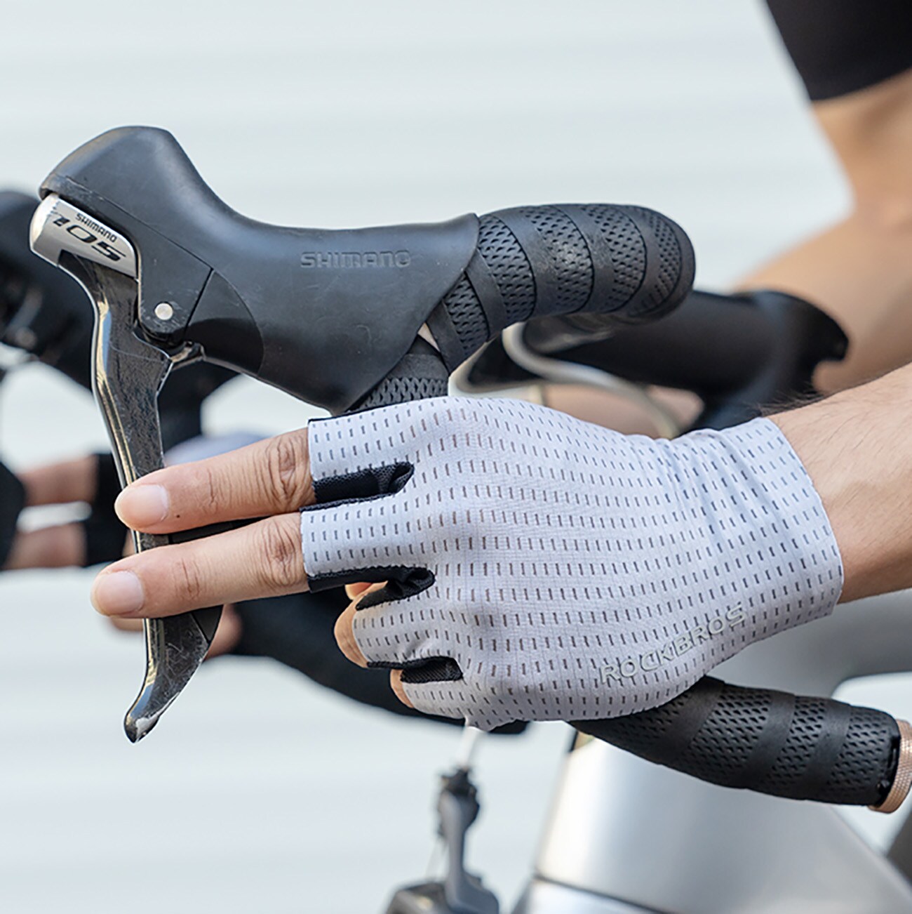 Rockbros åndbare cykelhandsker med kort finger, str: XXL - Grå