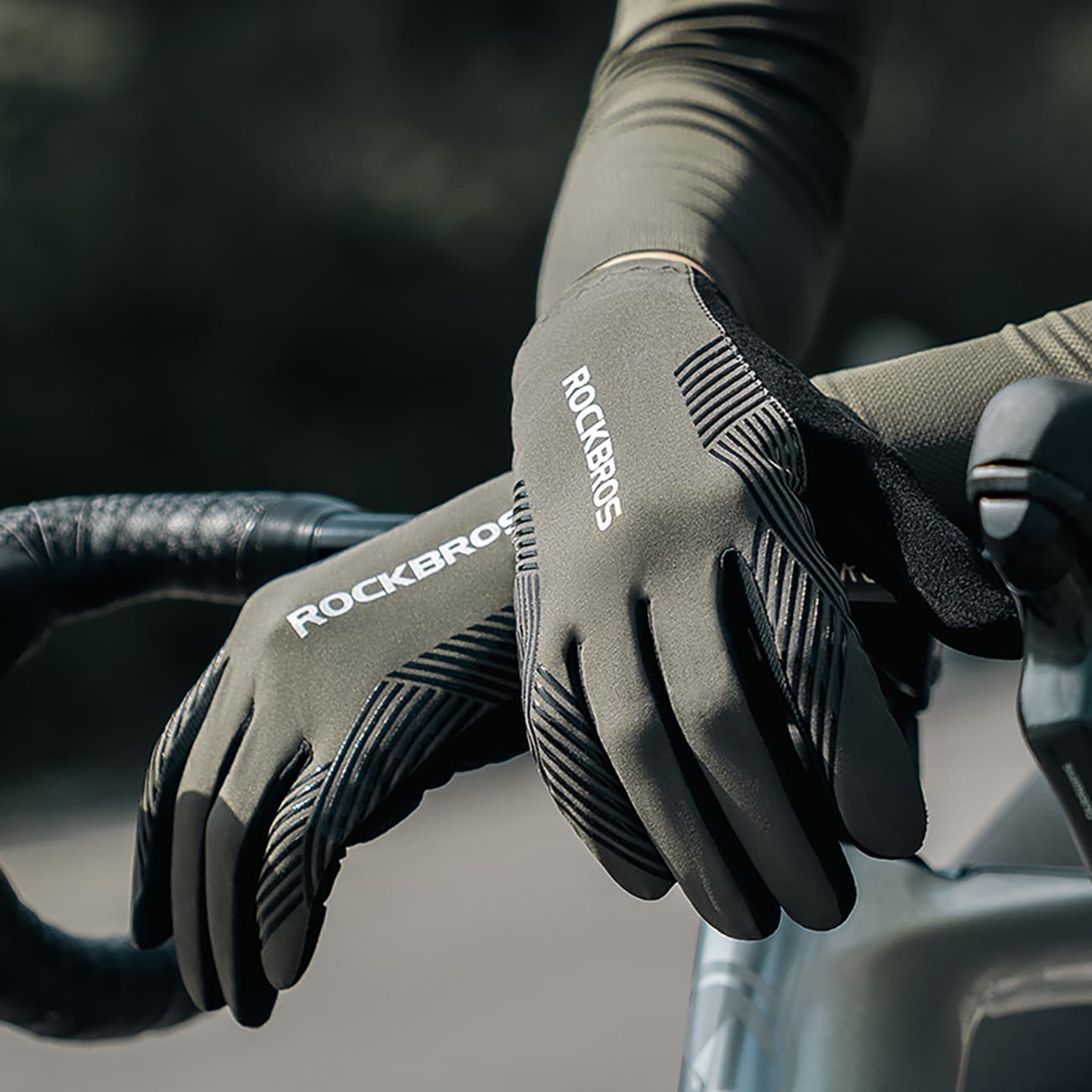 Rockbros cykelhandsker forår/sommer/efterår, hele, str: XL - grøn