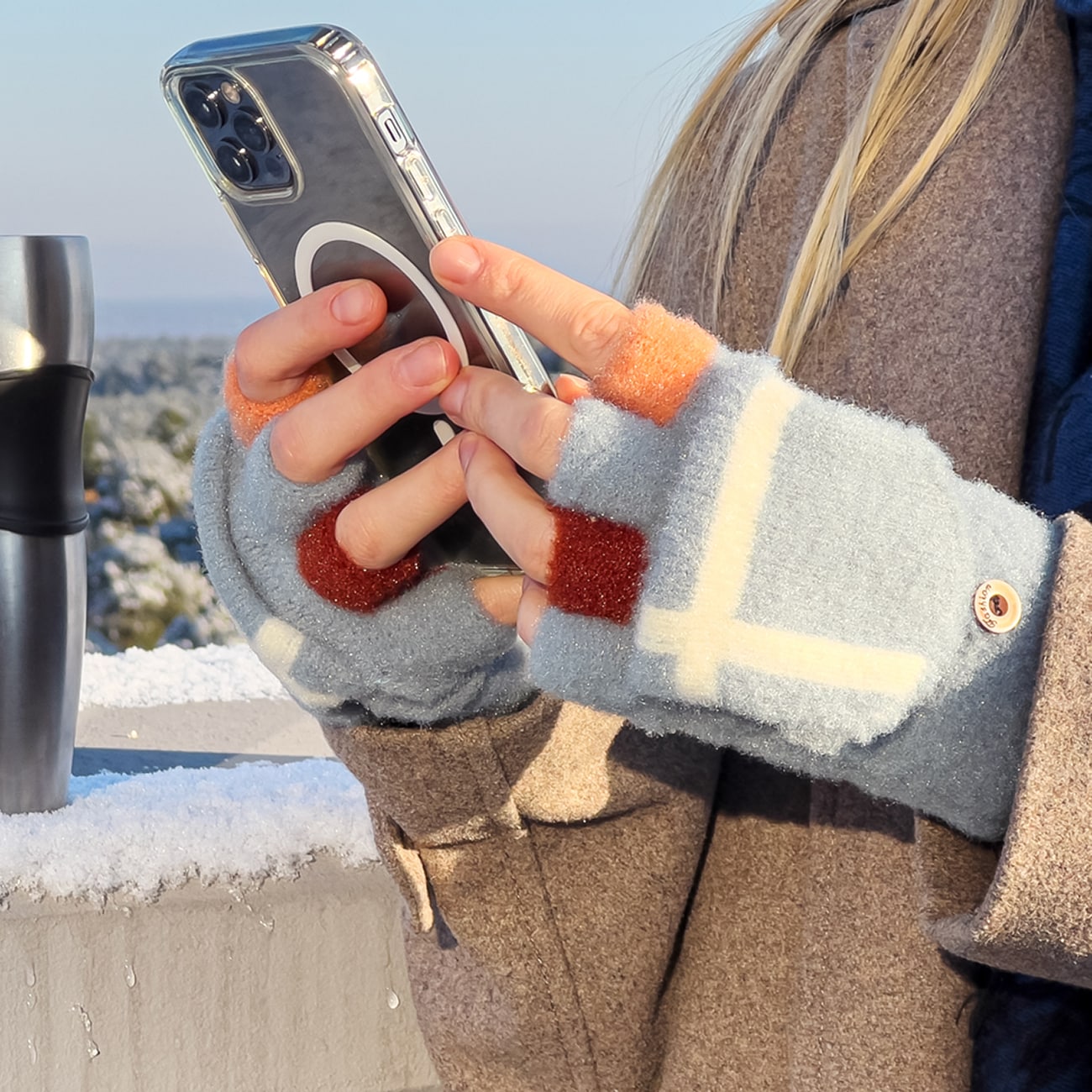 Telefonhandsker til kvinder/børn om vinteren - blå