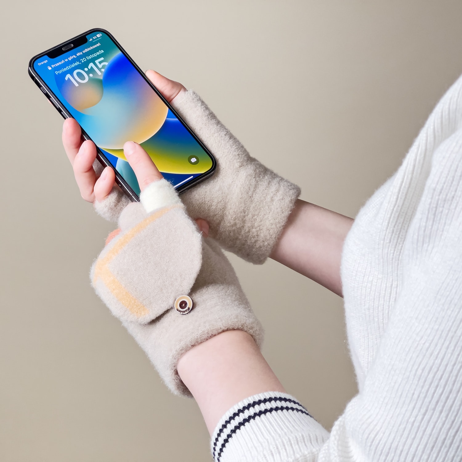 Telefonhandsker til kvinder/børn om vinteren - hvid